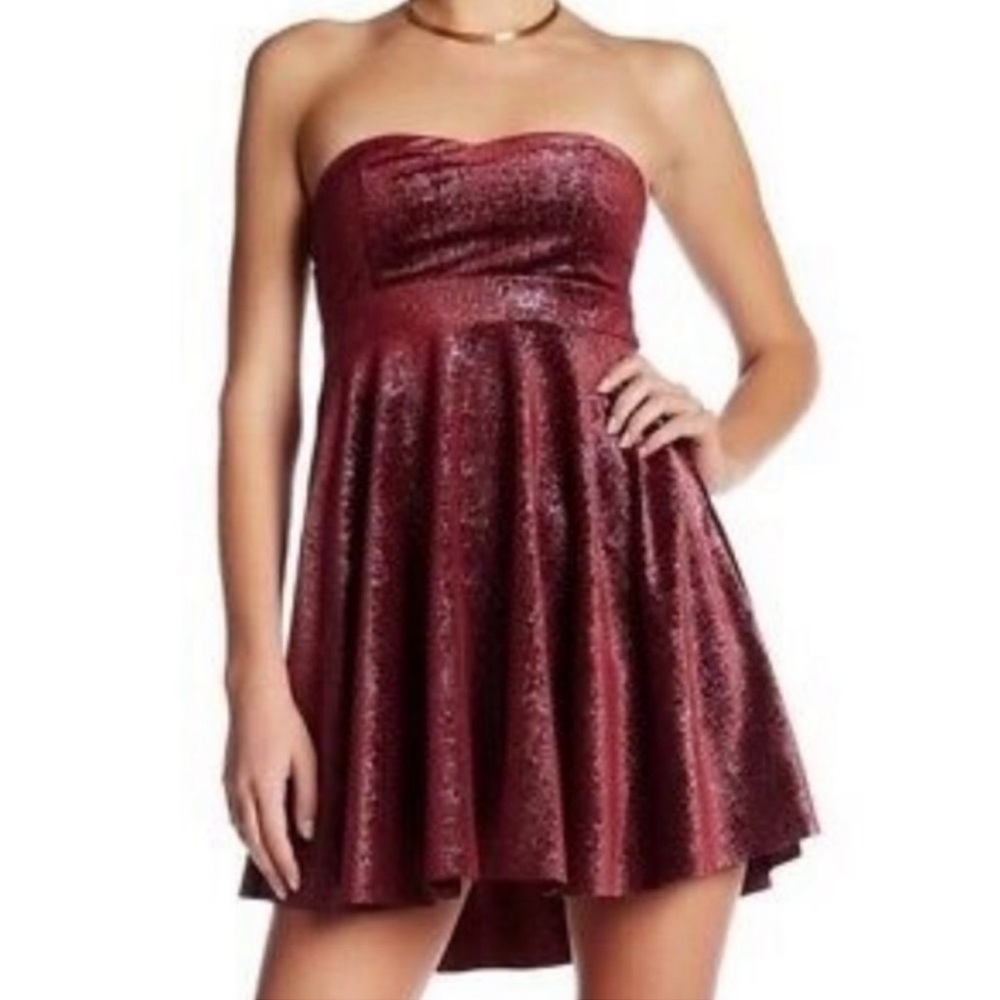 NWT Free People Shattered Shine Berry Velvet Strapless Mini Dress